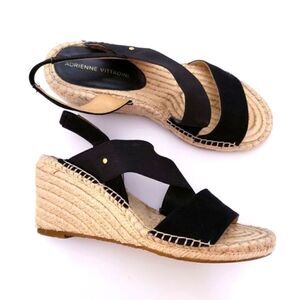 Adrienne Vittadini Women’s Strappy Wedge Sandals Black Size 8 M Shoes